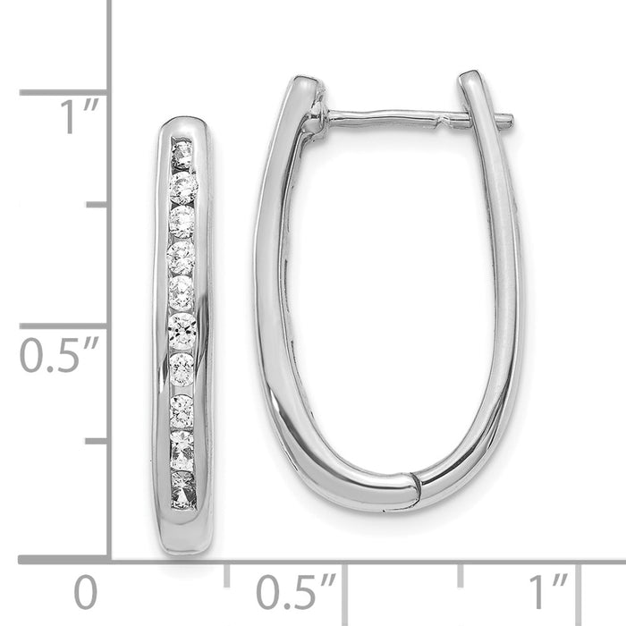 Exclusive 10K White Gold Oval Hinged Hoop Earrings with Diamonds | Stylish Value-4