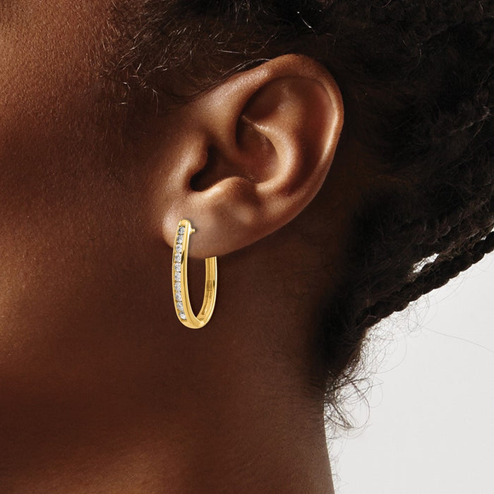 Buy Exclusive 14K Gold Diamond Oval Hinged Hoop Earrings - Stylish Luxury Value-3