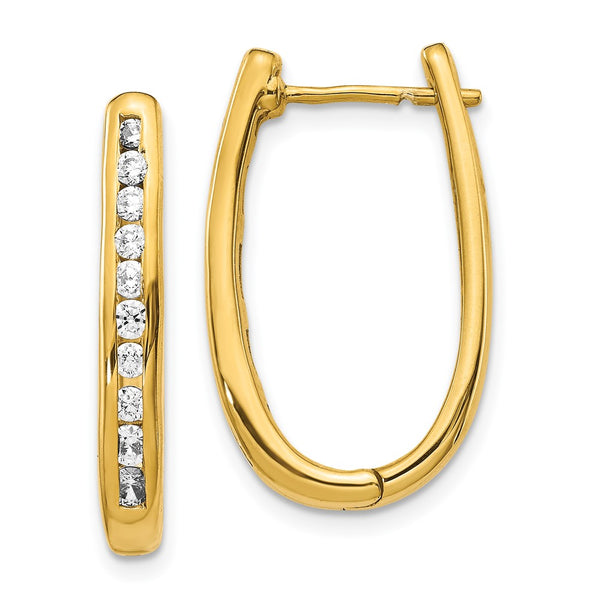 14K Gold Diamond Oval Hinged Hoop Earrings - Style GR1-1016737