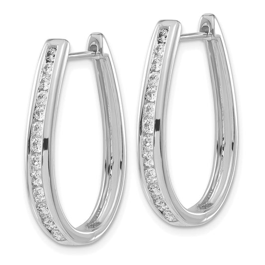 Exclusive 14K White Gold Diamond-Studded Oval Hinged Hoop Earrings - Luxury Value