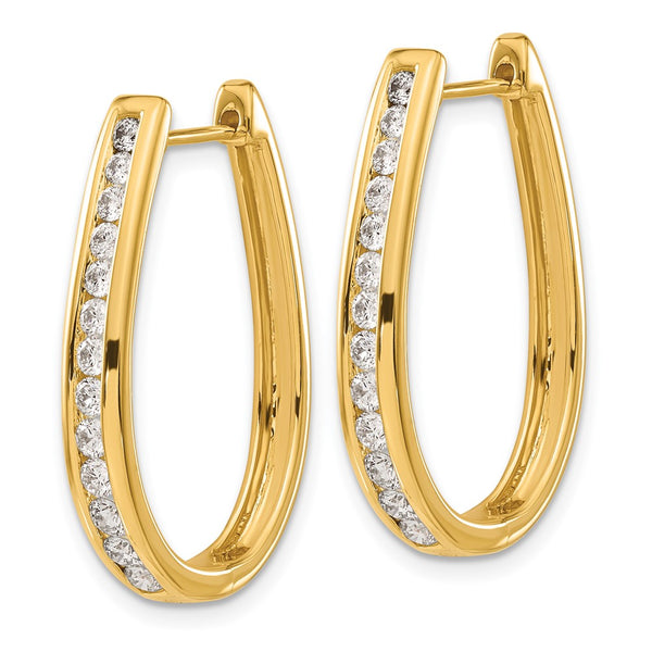 Exclusive 14K Gold Oval Hinged Hoop Earrings with Diamonds - Stylish Luxury!