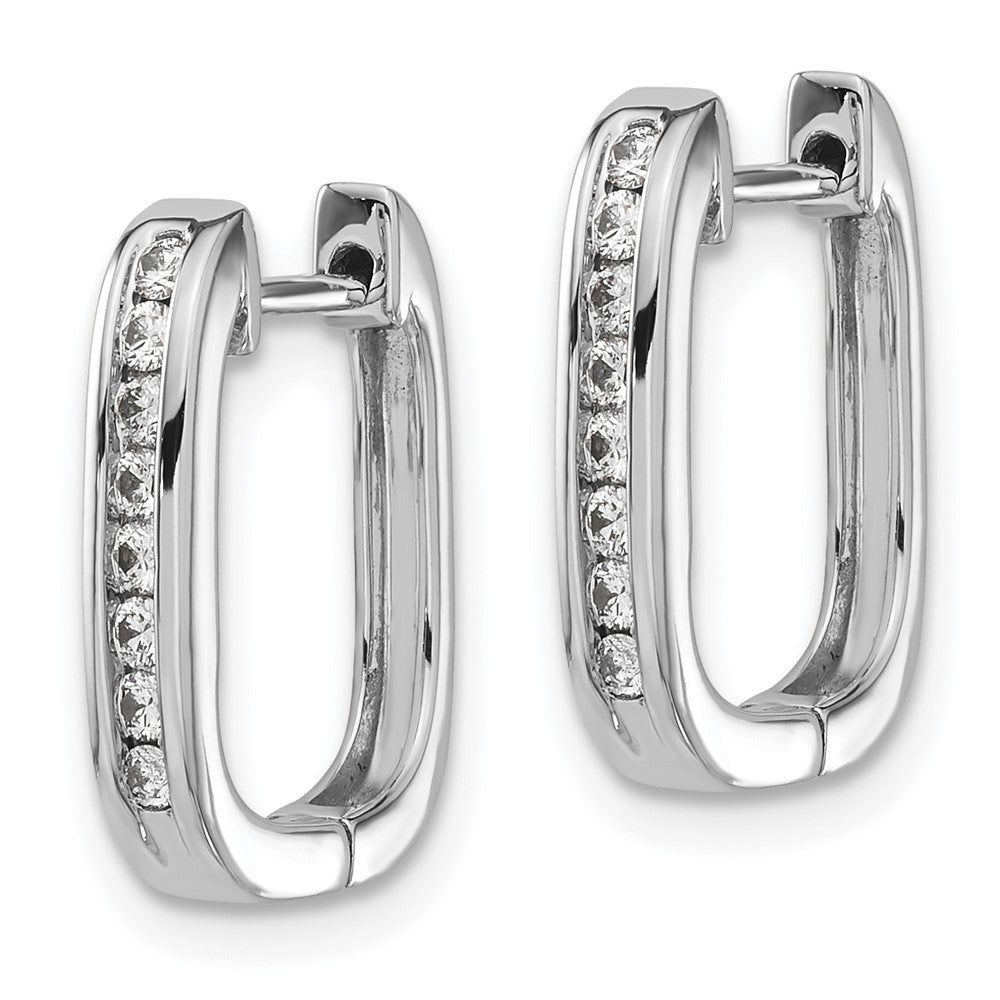 Buy Stylish 14K White Gold Diamond-Studded Hinged Hoop Earrings - Value!