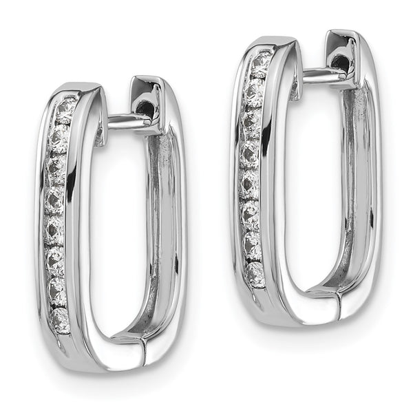 14K White Gold Diamond-Studded Hinged Hoop Earrings - Style GR1-1016746