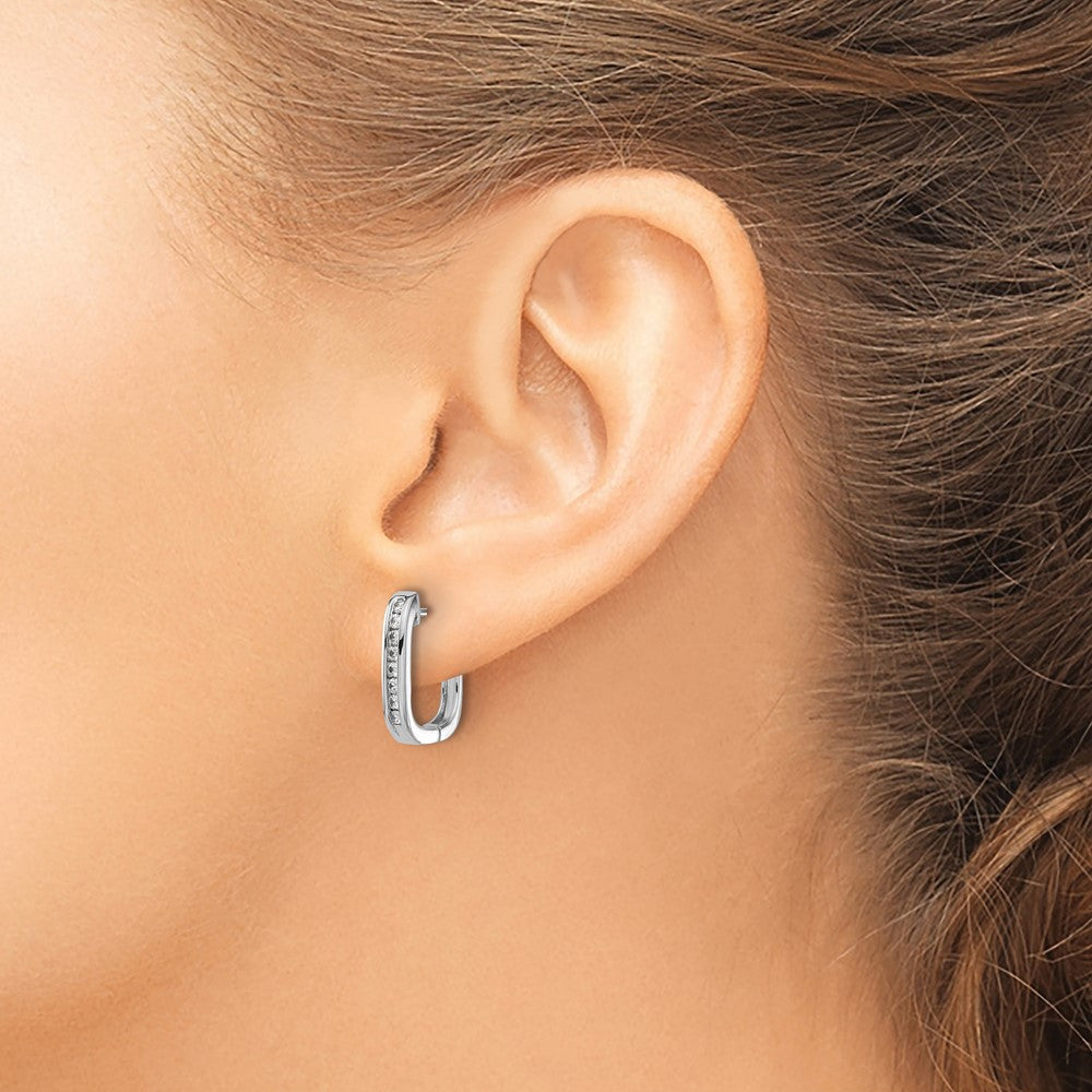 Buy Stylish 14K White Gold Diamond-Studded Hinged Hoop Earrings - Value!