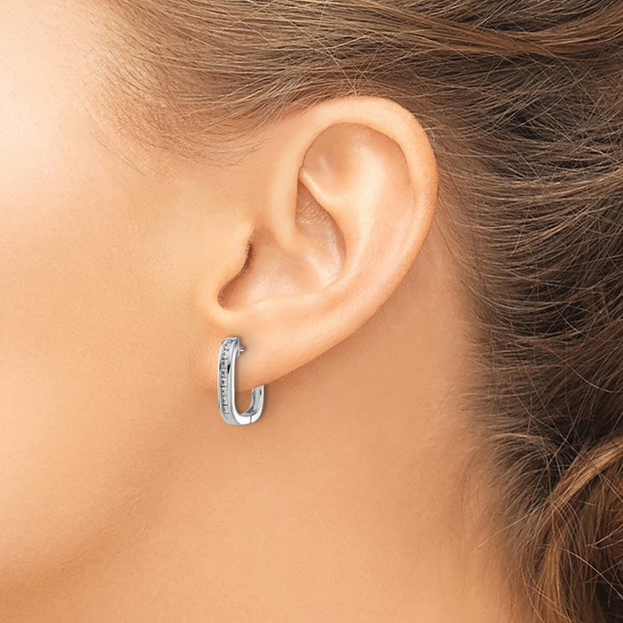 Buy Stylish 14K White Gold Diamond-Studded Hinged Hoop Earrings - Value!-3