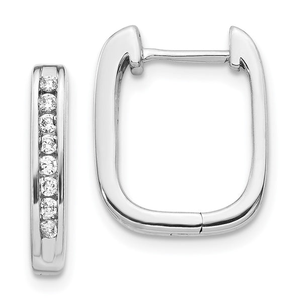 14K White Gold Diamond-Studded Hinged Hoop Earrings - Style GR1-1016746