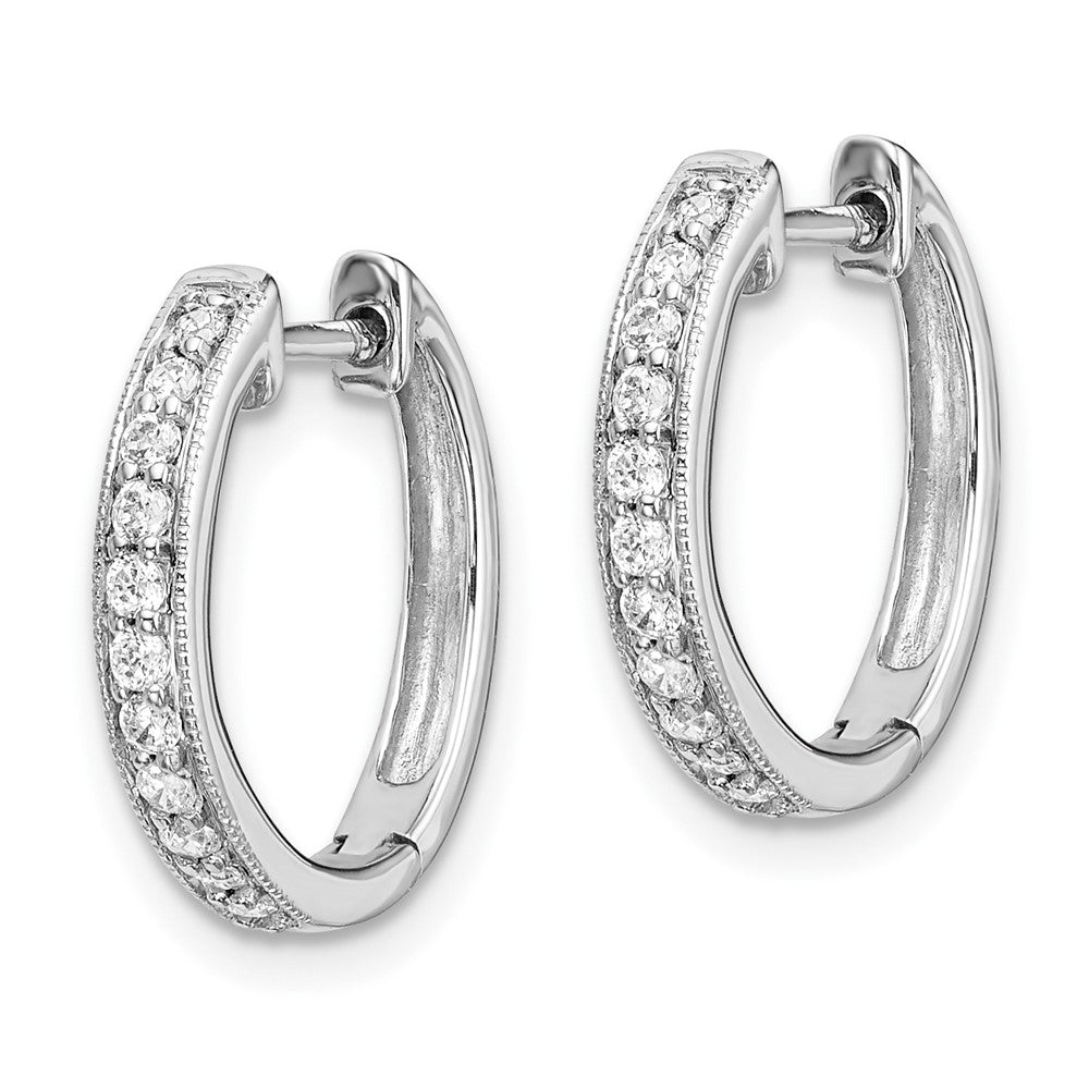 Exclusive 10K White Gold Diamond-Accented Hoop Earrings - Stylish Value!