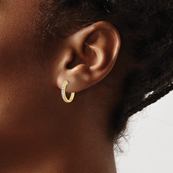 Shop Exclusive 10K Gold Diamond-Accented Hinged Hoop Earrings - Stylish Value!-3