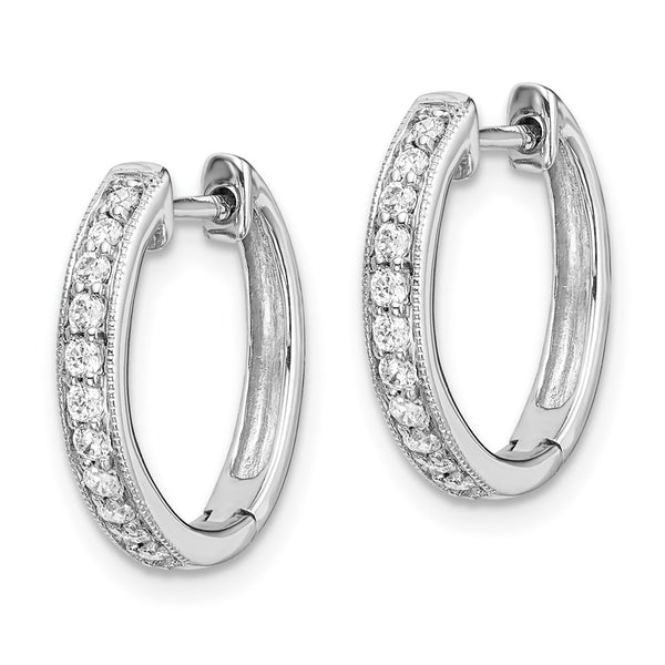 14K White Gold Hinged Hoop Earrings with 1/8 Carat Lab-Grown Diamonds - Style GR1-1016758