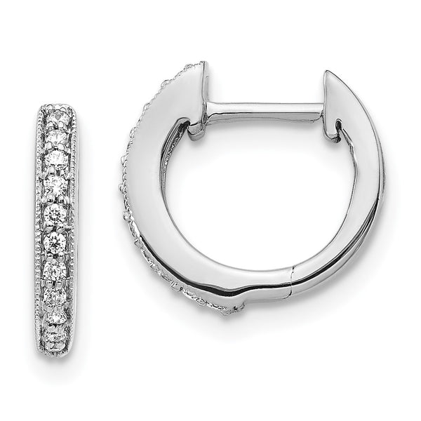 14K White Gold Hinged Hoop Earrings with 1/8 Carat Lab-Grown Diamonds - Style GR1-1016758