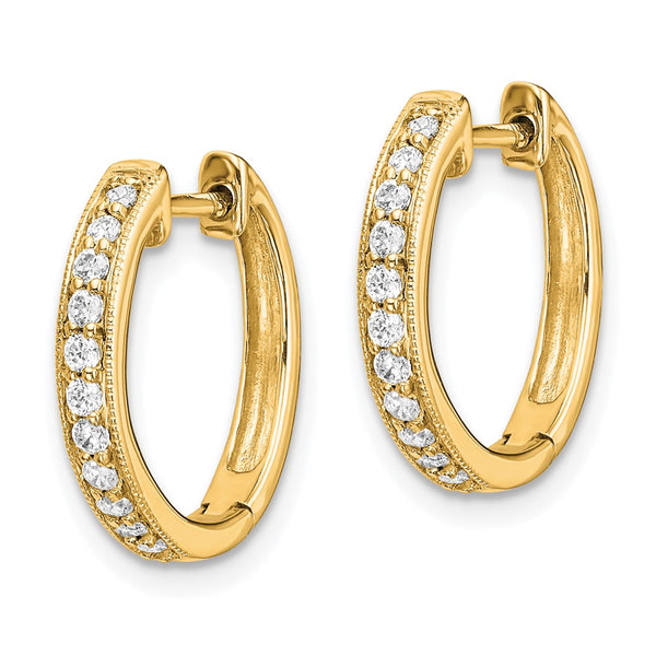 14K Gold Diamond-Accented Hinged Hoop Earrings - Style GR1-1020960