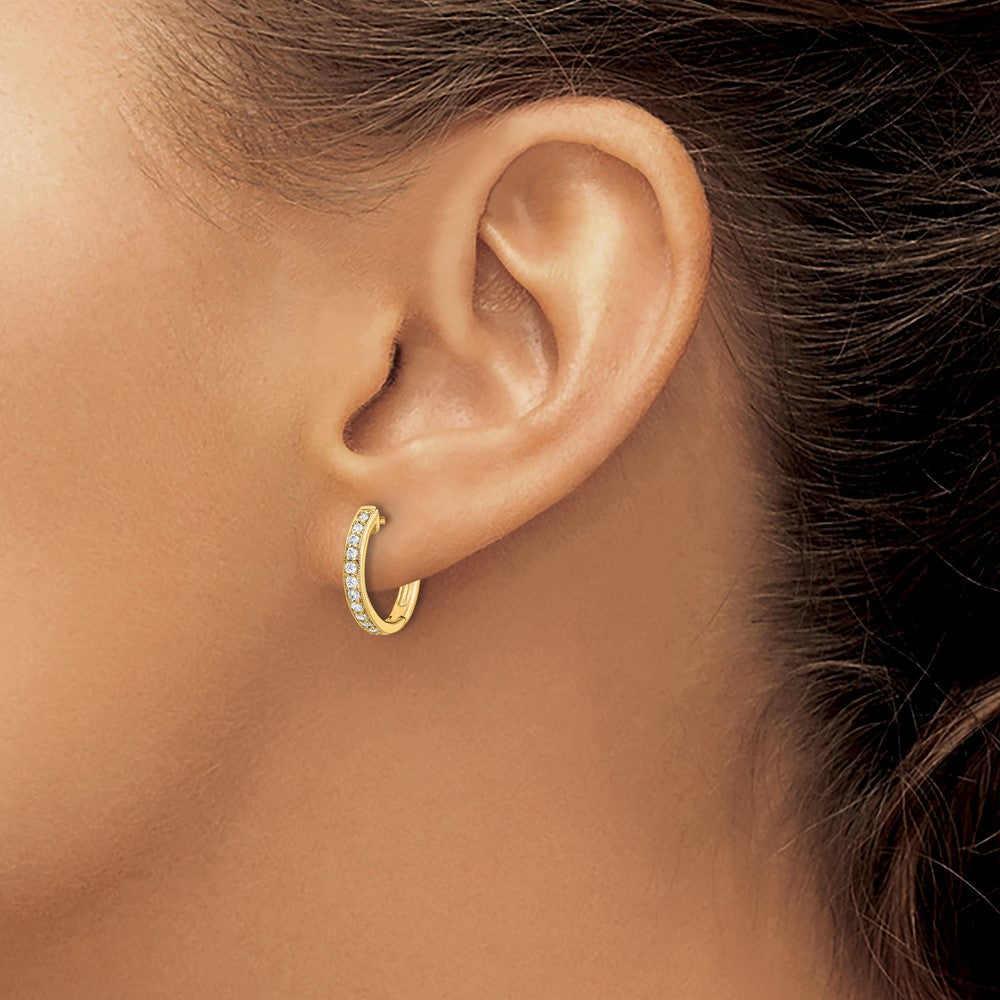 Buy Exclusive 14K Gold Diamond-Accented Hinged Hoop Earrings - Stylish Value!