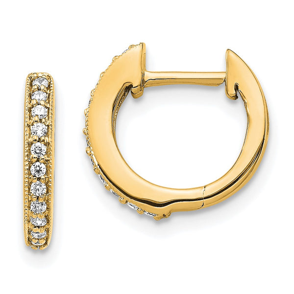 14K Gold Diamond-Accented Hinged Hoop Earrings - Style GR1-1020960