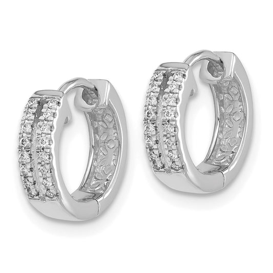 Shop Stylish 10K White Gold Diamond-Accented Round Hinged Hoop Earrings