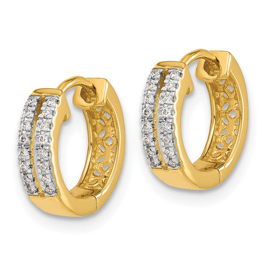 Exclusive 10K Gold Diamond-Accented Hinged Round Hoop Earrings - Stylish Value