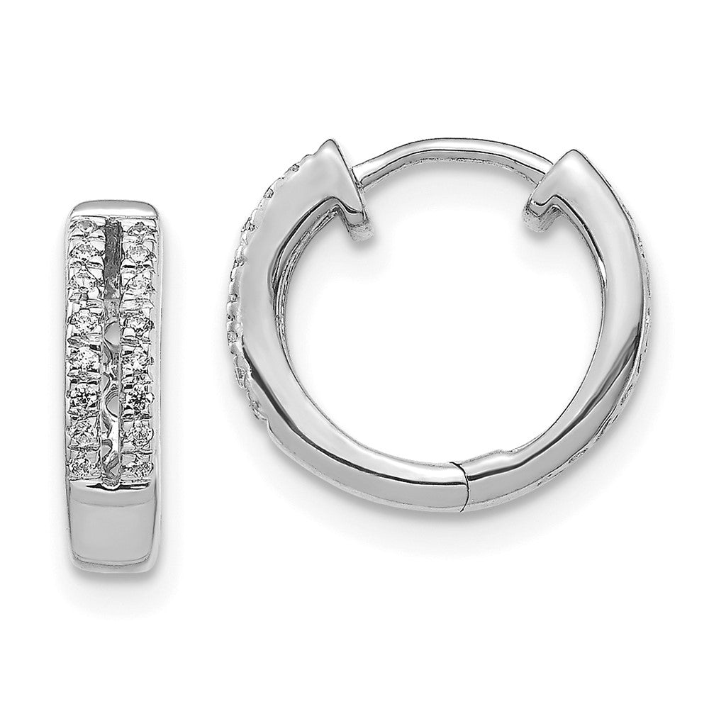 High-Quality 14K White Gold Diamond-Accented Hoop Earrings - Stylish Value!