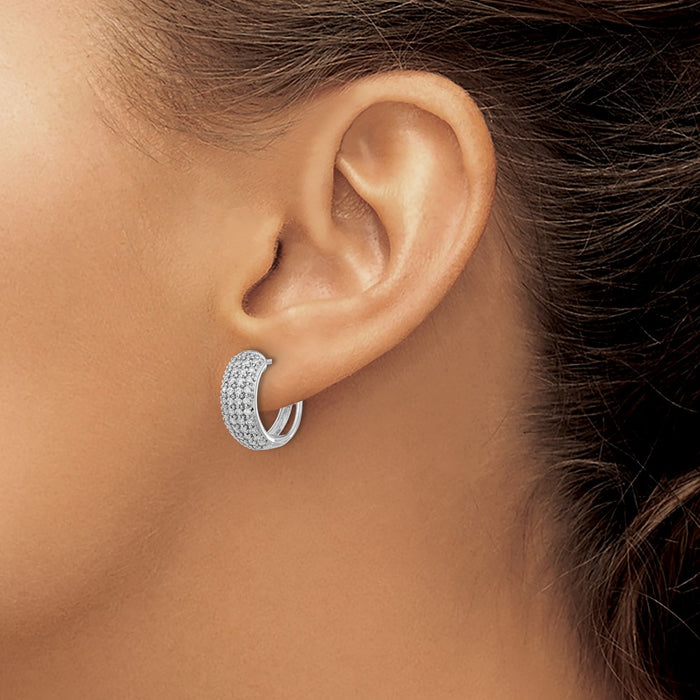 Shop Stylish 14K White Gold Diamond-Accented Hinged Hoop Earrings, 1.5"-3