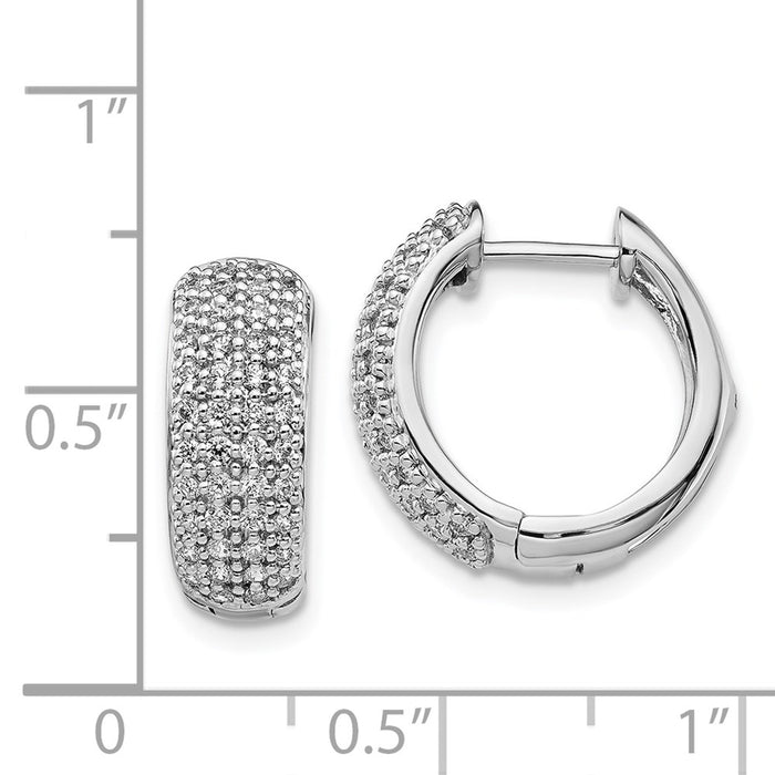 Shop Stylish 14K White Gold Diamond-Accented Hinged Hoop Earrings, 1.5"-4