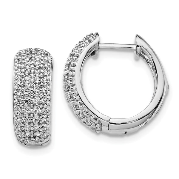 14K White Gold Diamond-Accented Hinged Hoop Earrings, 1.5" - Style GR1-1021150