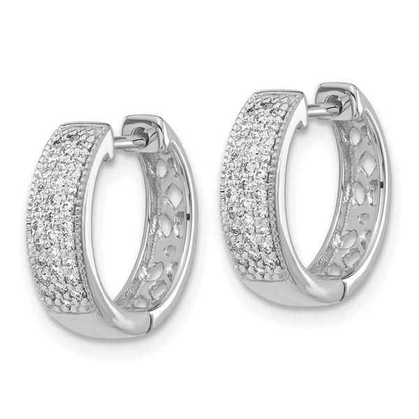 14K White Gold Diamond-Accented Hinged Hoop Earrings - 1.5" - Style GR1-1021486