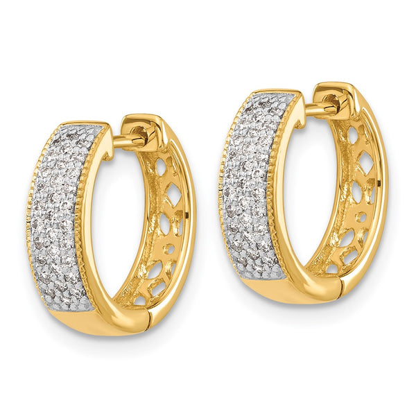 14K Gold Diamond-Accented Hinged Hoop Earrings - 1.5" - Style GR1-1021489