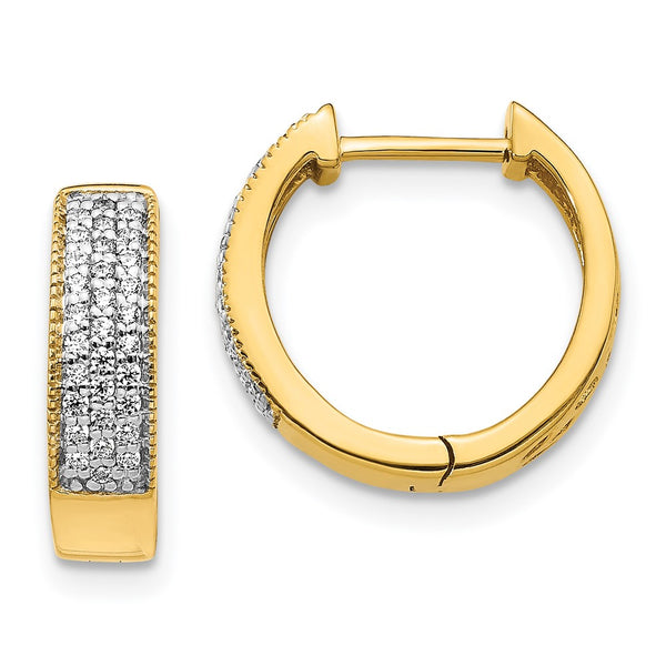 14K Gold Diamond-Accented Hinged Hoop Earrings - 1.5" - Style GR1-1021489