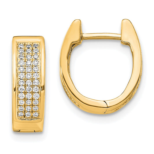 Buy 14K Gold Diamond-Accented Small Hinged Oval Hoop Earrings | Stylish Value