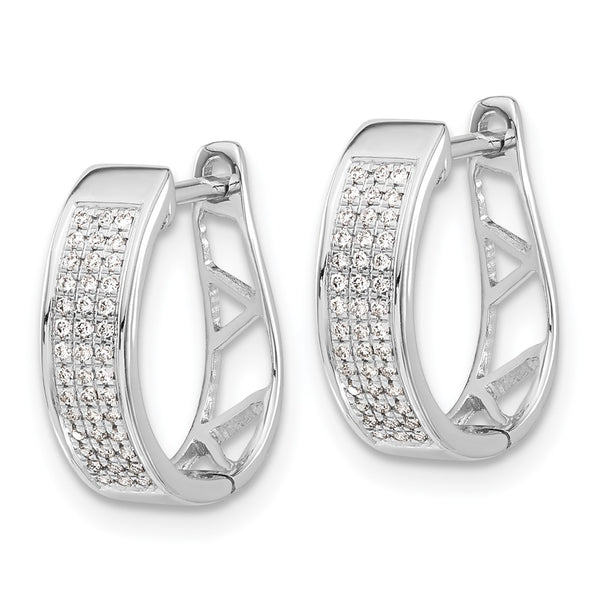 14K White Gold Diamond-Accented Oval Hoop Earrings