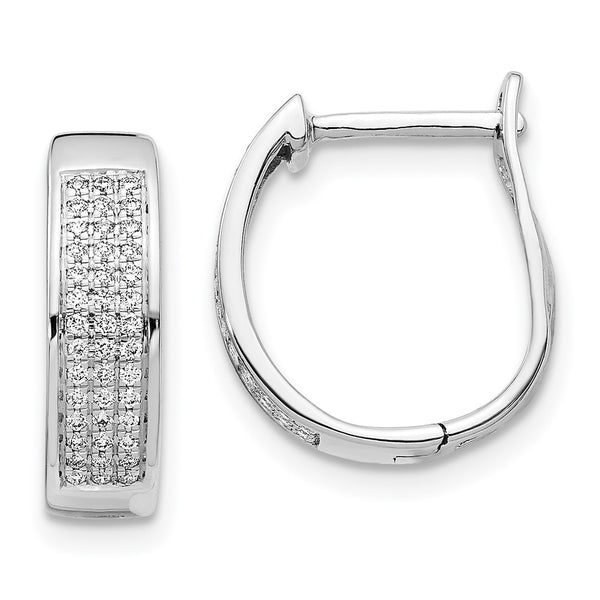 14K White Gold Diamond-Accented Oval Hoop Earrings