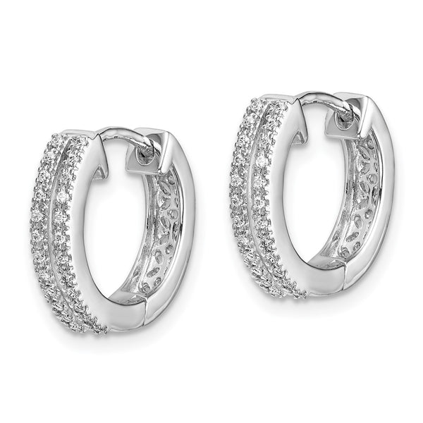 14K White Gold Diamond-Accented Hoop Earrings - 1.5" Diameter