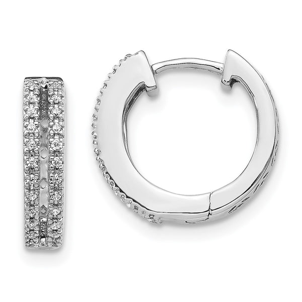 14K White Gold Diamond-Accented Hoop Earrings - 1.5" Diameter