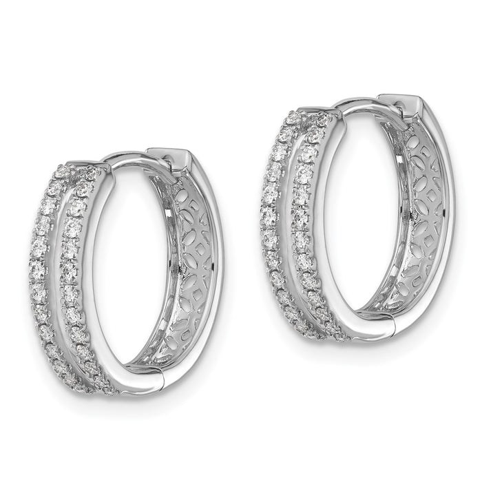 Shop 14K White Gold Diamond-Accented Hoop Earrings - Stylish & Affordable!-2