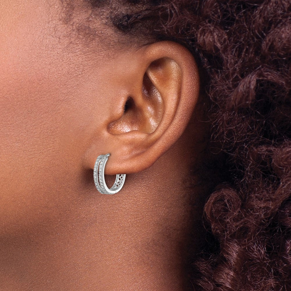 Shop 14K White Gold Diamond-Accented Hoop Earrings - Stylish & Affordable!