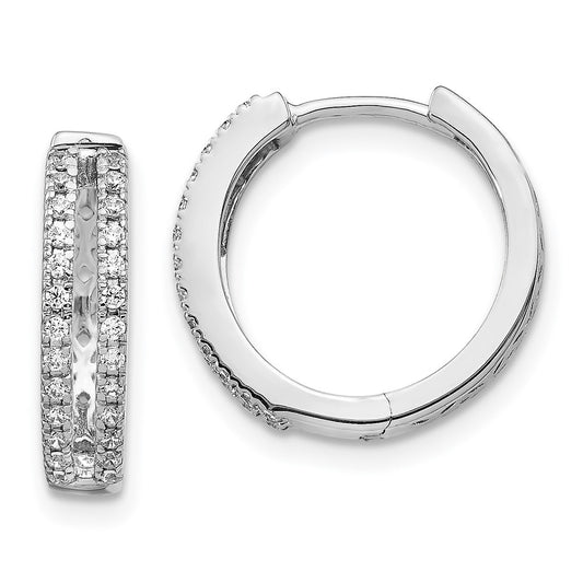 Shop 14K White Gold Diamond-Accented Hoop Earrings - Stylish & Affordable!
