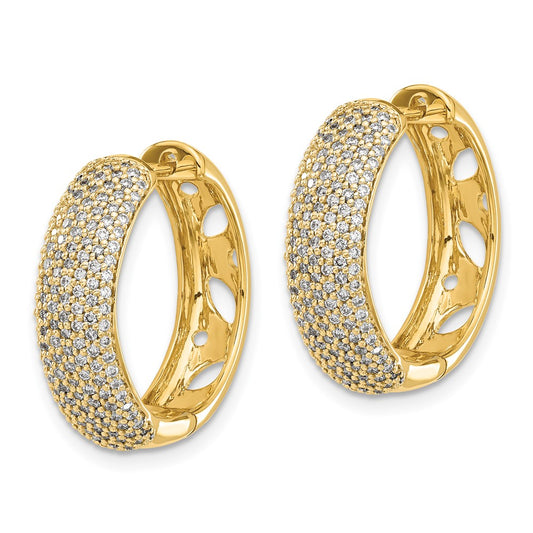 Designer 14K Gold Diamond-Accented Hinged Hoop Earrings - Stylish Value!