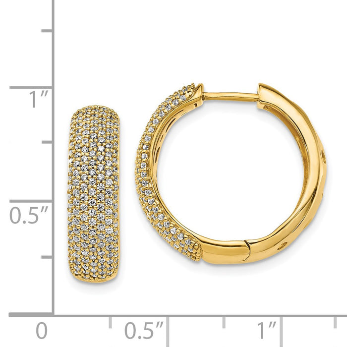 Designer 14K Gold Diamond-Accented Hinged Hoop Earrings - Stylish Value!-4