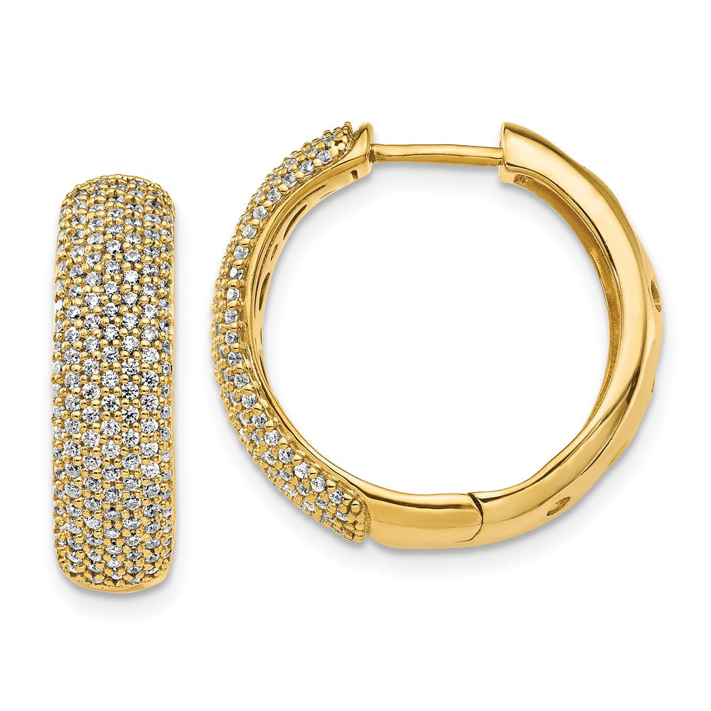 Designer 14K Gold Diamond-Accented Hinged Hoop Earrings - Stylish Value!