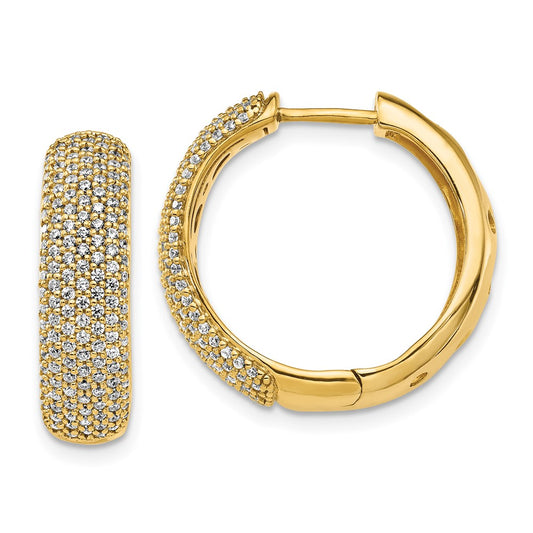 Designer 14K Gold Diamond-Accented Hinged Hoop Earrings - Stylish Value!