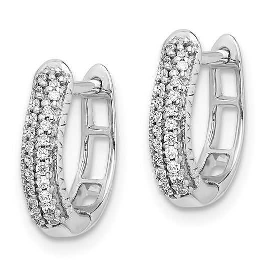 Exclusive 10K White Gold Diamond-Studded Hinged Hoop Earrings - Stylish Value