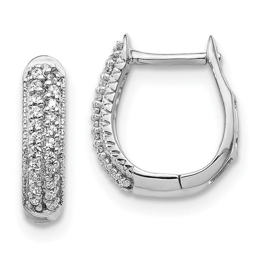 Exclusive 10K White Gold Diamond-Studded Hinged Hoop Earrings - Stylish Value