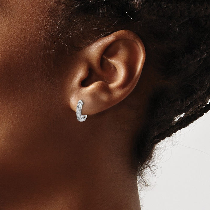 Exclusive 14K White Gold Polished Diamond Hinged Hoop Earrings | Stylish Value-3