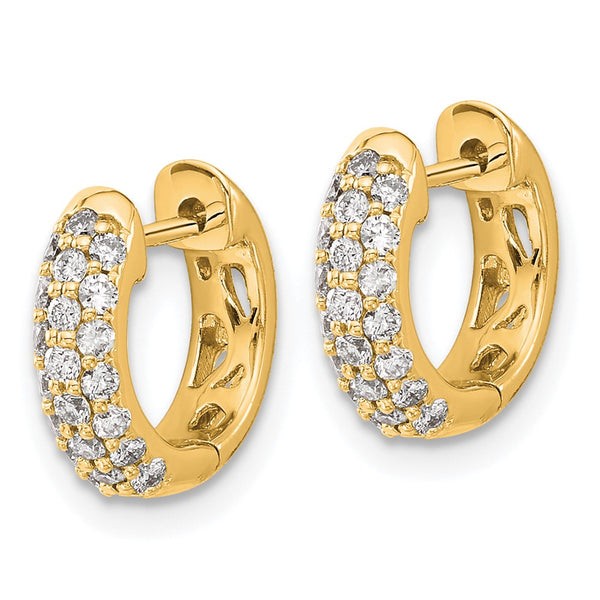 14K Gold Diamond-Accented Hinged Hoop Earrings - Style GR1-1021415