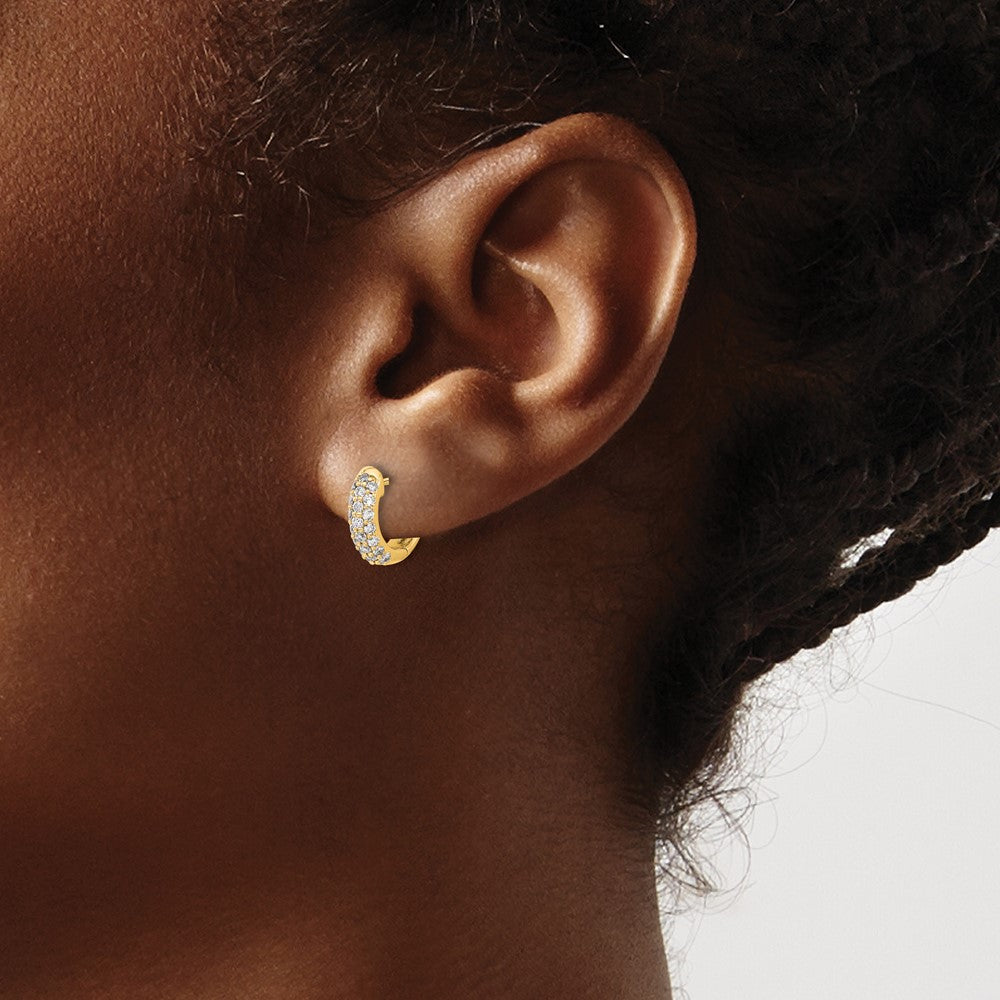 Buy Stylish 14K Gold Diamond-Accented Hinged Hoop Earrings - Luxury Value!