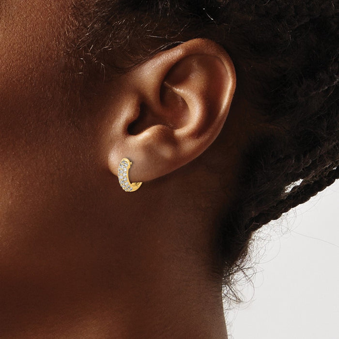 Buy Stylish 14K Gold Diamond-Accented Hinged Hoop Earrings - Luxury Value!-3