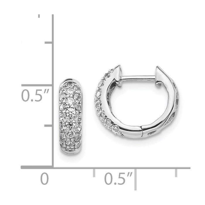 Exclusive 14K White Gold Diamond-Accented Hinged Hoop Earrings - Stylish Value!-4