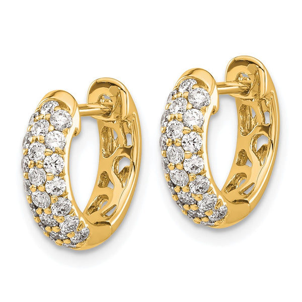 14K Yellow Gold Diamond-Accented Hinged Hoop Earrings - Style GR1-1002996