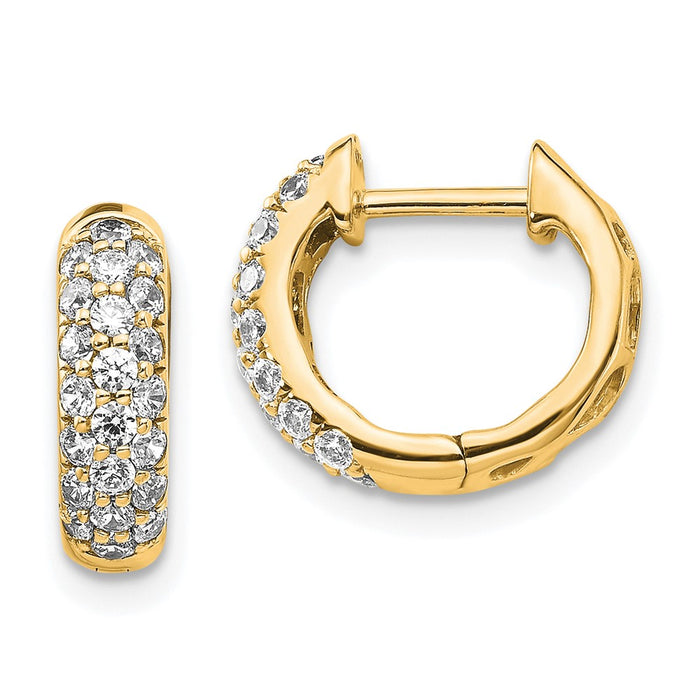 Shop Designer 14K Yellow Gold Diamond-Accented Hinged Hoop Earrings - Stylish Value-1