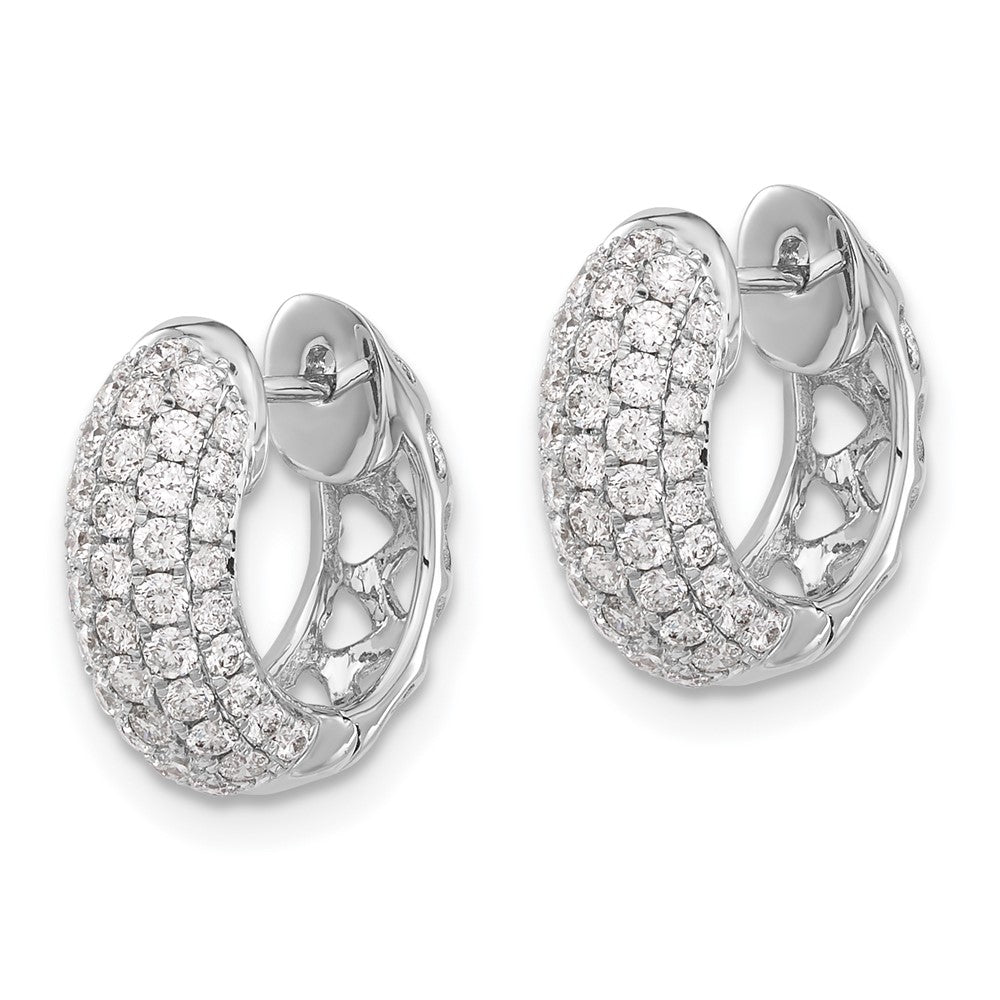 Buy Stylish 14K White Gold Diamond-Accented Hinged Hoop Earrings - 1.5"