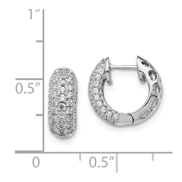 Buy Stylish 14K White Gold Diamond-Accented Hinged Hoop Earrings - 1.5"-4