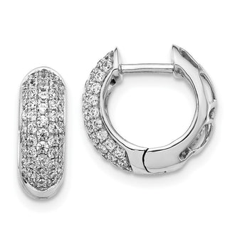 Shop Stylish 10K White Gold Diamond-Accented Hinged Hoop Earrings - 1.5"